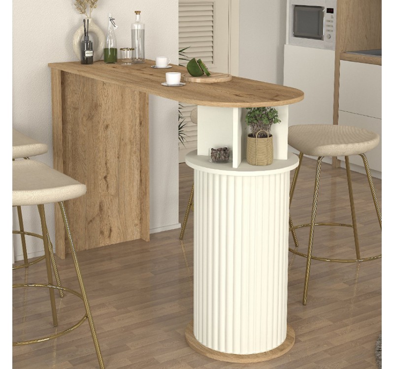 Τραπέζι μπαρ Bohema Megapap χρώμα sepet oak - ivory 150x51,6x101,8εκ.