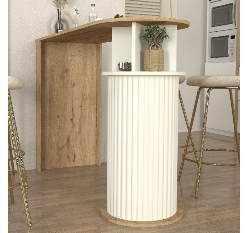 Τραπέζι μπαρ Bohema Megapap χρώμα sepet oak - ivory 150x51,6x101,8εκ.