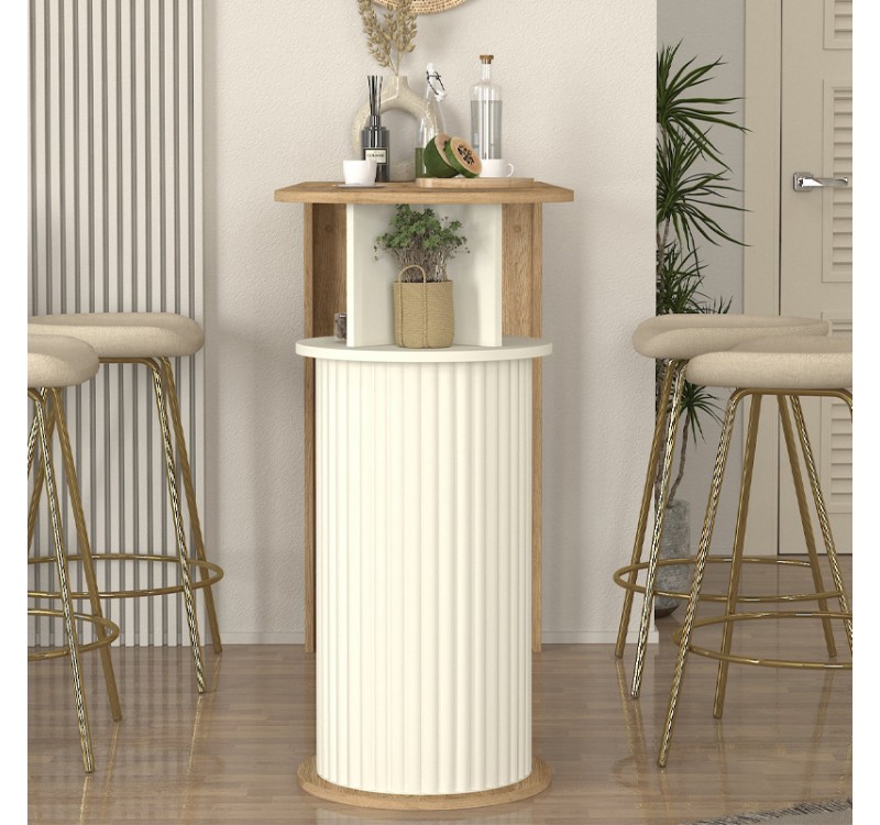 Τραπέζι μπαρ Bohema Megapap χρώμα sepet oak - ivory 150x51,6x101,8εκ.