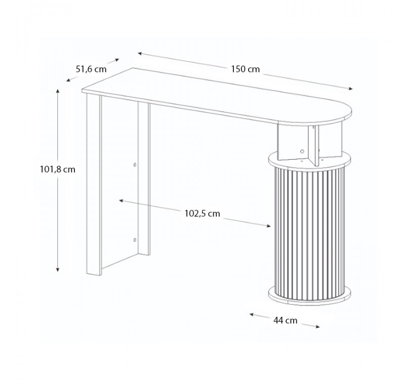 Τραπέζι μπαρ Bohema Megapap χρώμα sepet oak - ivory 150x51,6x101,8εκ.