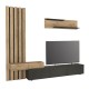 Σύνθεση τηλεόρασης Rosaline Megapap χρώμα ανθρακί - sepet oak 233x31,3x196,8εκ.