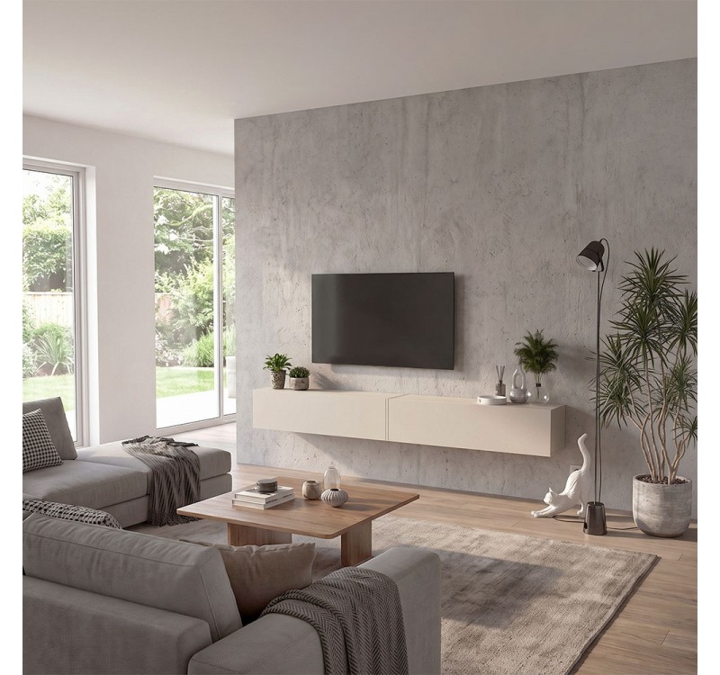 Έπιπλο τηλεόρασης επιτοίχιο Espanse Megapap χρώμα sandstone 241,8x31,7x30εκ.