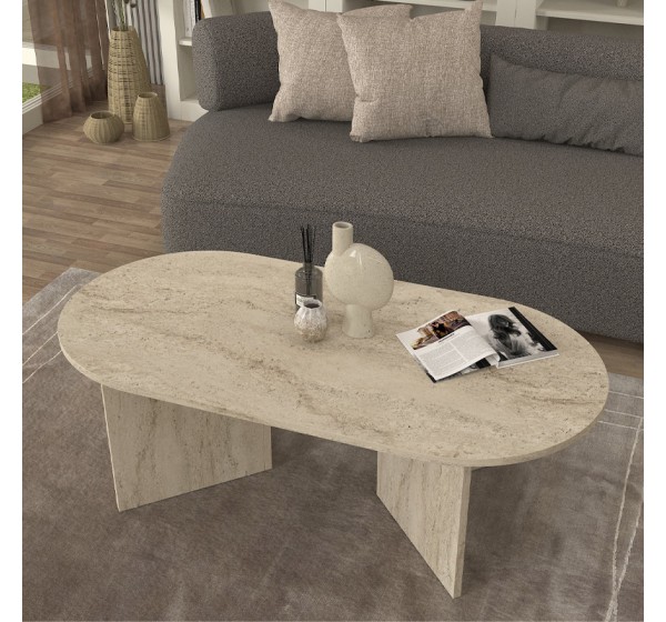 Τραπεζάκι σαλονιού Cortado Megapap χρώμα travertine 120x60x39,6εκ.