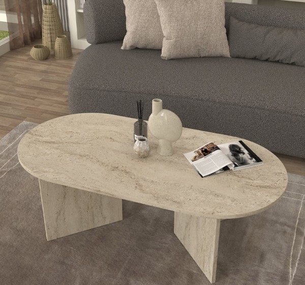 Τραπεζάκι σαλονιού Cortado Megapap χρώμα travertine 120x60x39,6εκ.