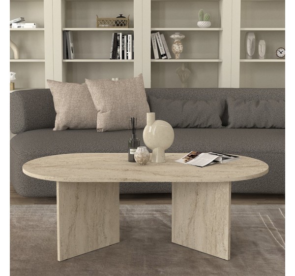 Τραπεζάκι σαλονιού Cortado Megapap χρώμα travertine 120x60x39,6εκ.