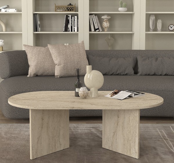 Τραπεζάκι σαλονιού Cortado Megapap χρώμα travertine 120x60x39,6εκ.
