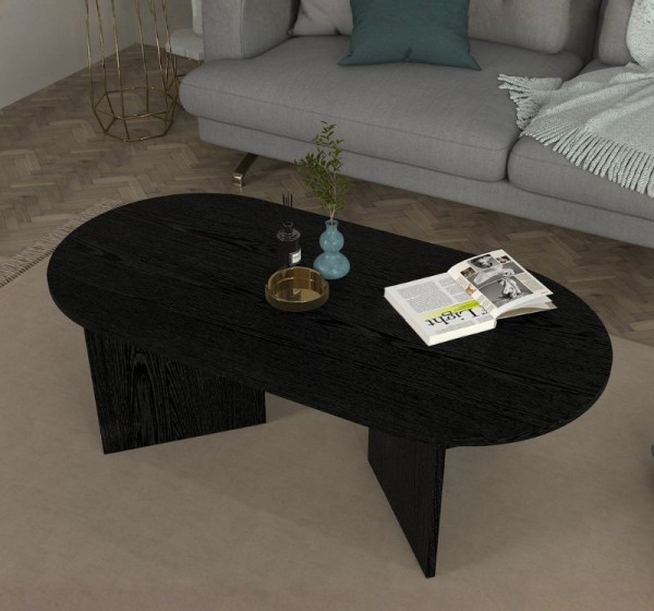 Τραπεζάκι σαλονιού Cortado Megapap χρώμα sencron black 120x60x39,6εκ.