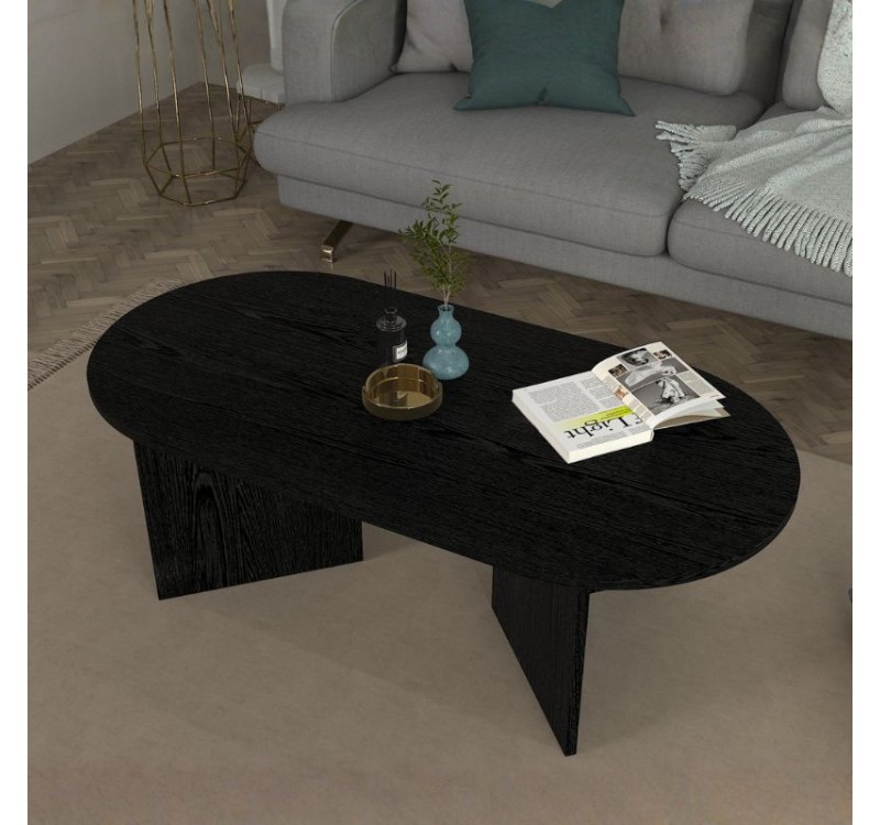 Τραπεζάκι σαλονιού Cortado Megapap χρώμα sencron black 120x60x39,6εκ.