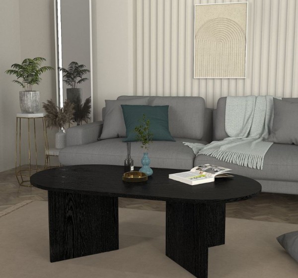 Τραπεζάκι σαλονιού Cortado Megapap χρώμα sencron black 120x60x39,6εκ.
