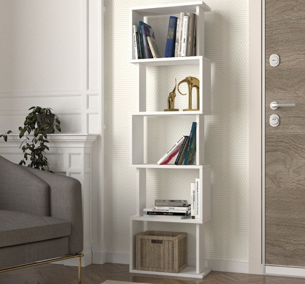 Βιβλιοθήκη Alvina Megapap χρώμα λευκό 45x19,6x158,8εκ.