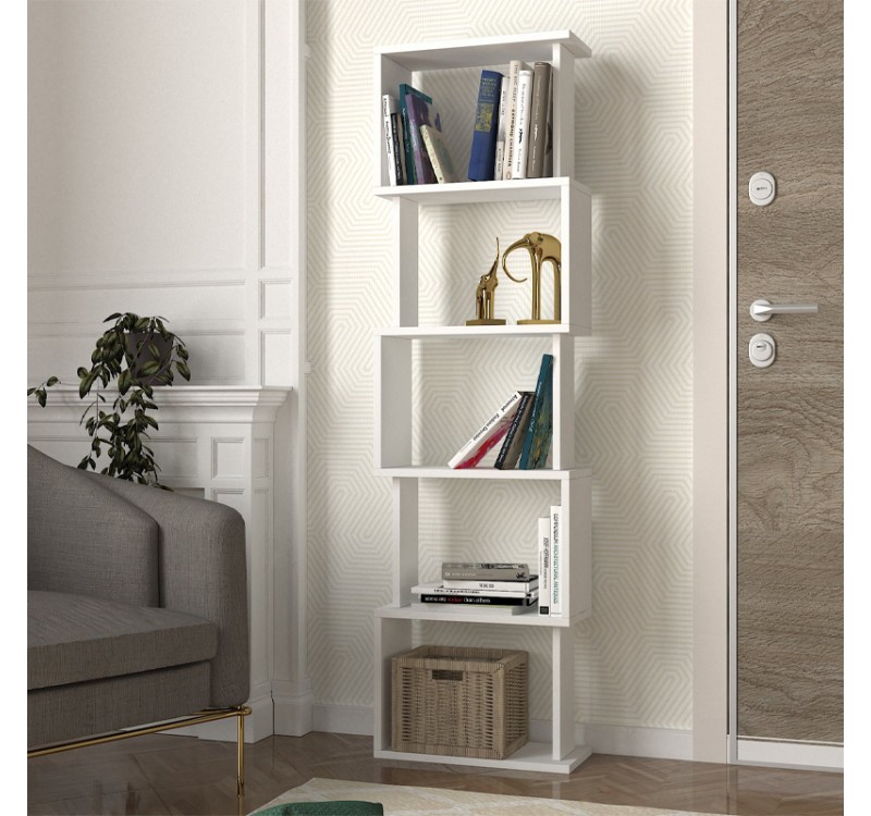 Βιβλιοθήκη Alvina Megapap χρώμα λευκό 45x19,6x158,8εκ.