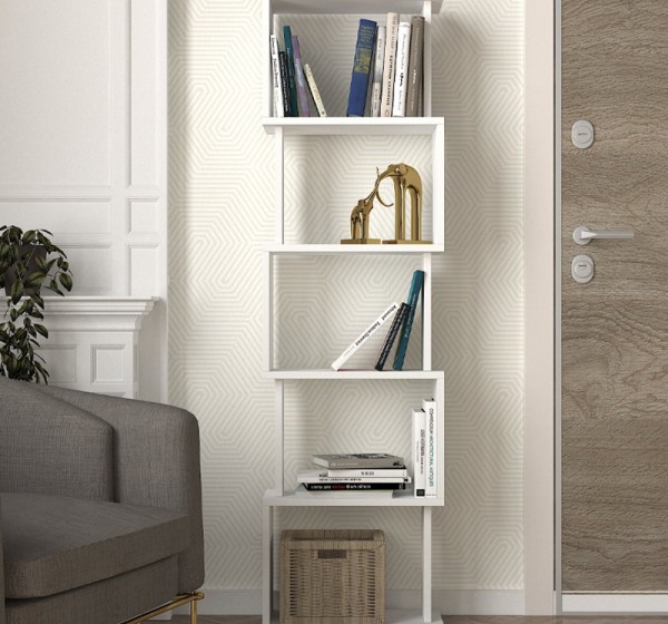 Βιβλιοθήκη Alvina Megapap χρώμα λευκό 45x19,6x158,8εκ.