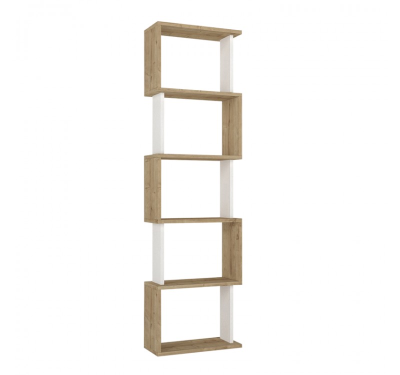 Βιβλιοθήκη Alvina Megapap χρώμα sapphire oak - λευκό 45x19,6x158,8εκ.