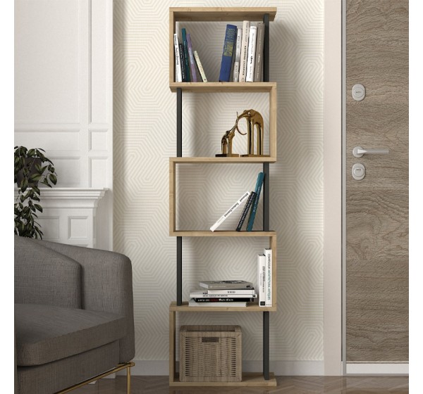 Βιβλιοθήκη Alvina Megapap χρώμα sapphire oak - ανθρακί 45x19,6x158,8εκ.