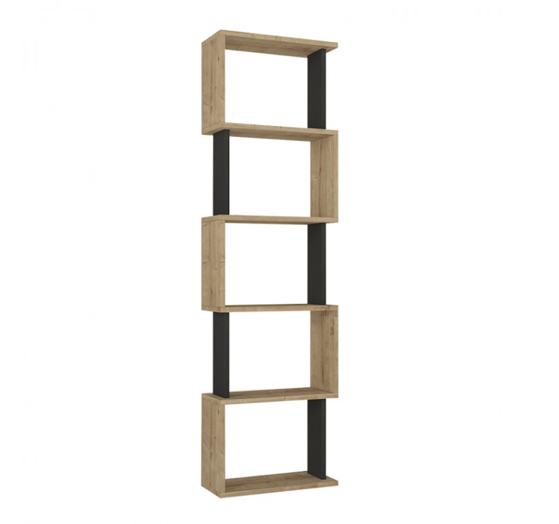 Βιβλιοθήκη Alvina Megapap χρώμα sapphire oak - ανθρακί 45x19,6x158,8εκ.