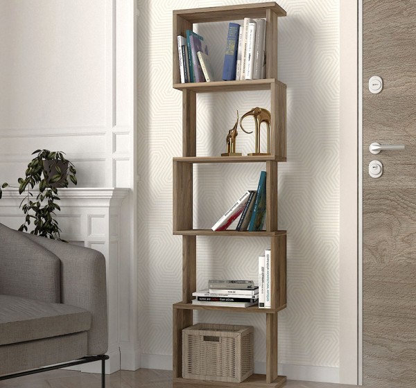 Βιβλιοθήκη Alvina Megapap χρώμα καρυδί 45x19,6x158,8εκ.
