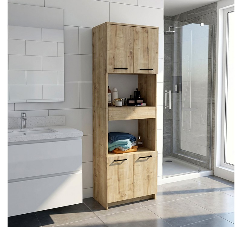 Ντουλάπι κουζίνας - μπάνιου Alvento Megapap χρώμα sapphire oak 60x42x180εκ.