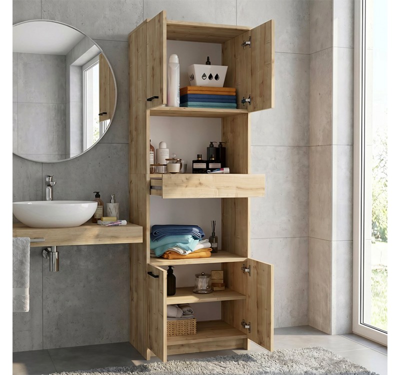 Ντουλάπι κουζίνας - μπάνιου Alvento Megapap χρώμα sapphire oak 60x42x180εκ.