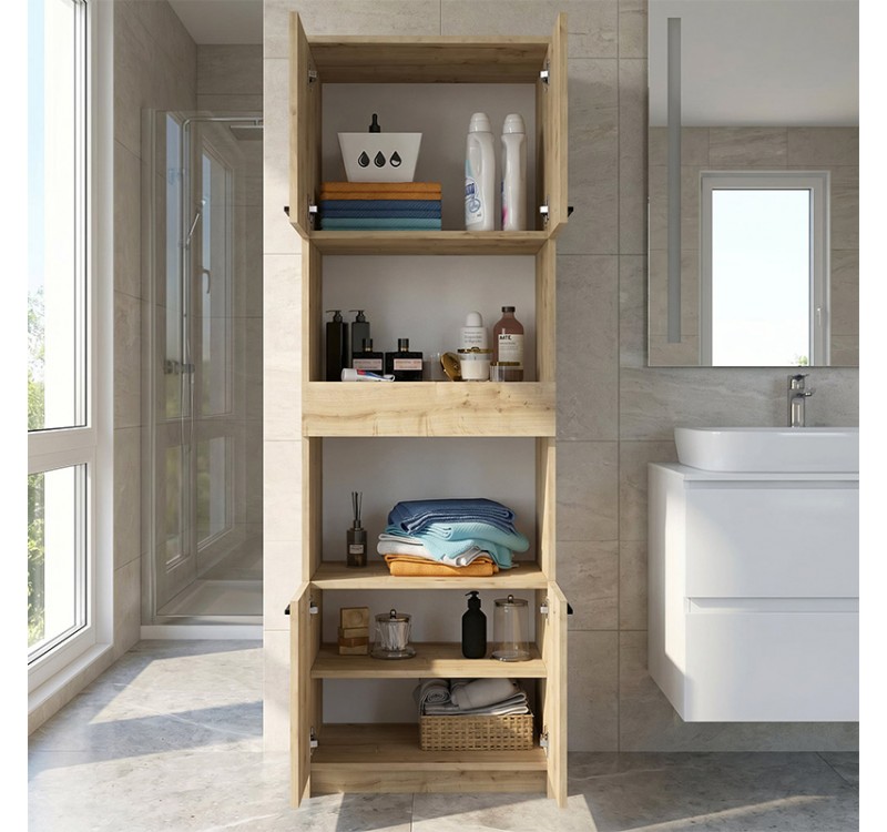 Ντουλάπι κουζίνας - μπάνιου Alvento Megapap χρώμα sapphire oak 60x42x180εκ.