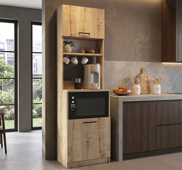 Έπιπλο κουζίνας Tuco 1 Megapap χρώμα sapphire oak 53,8x40x180εκ.