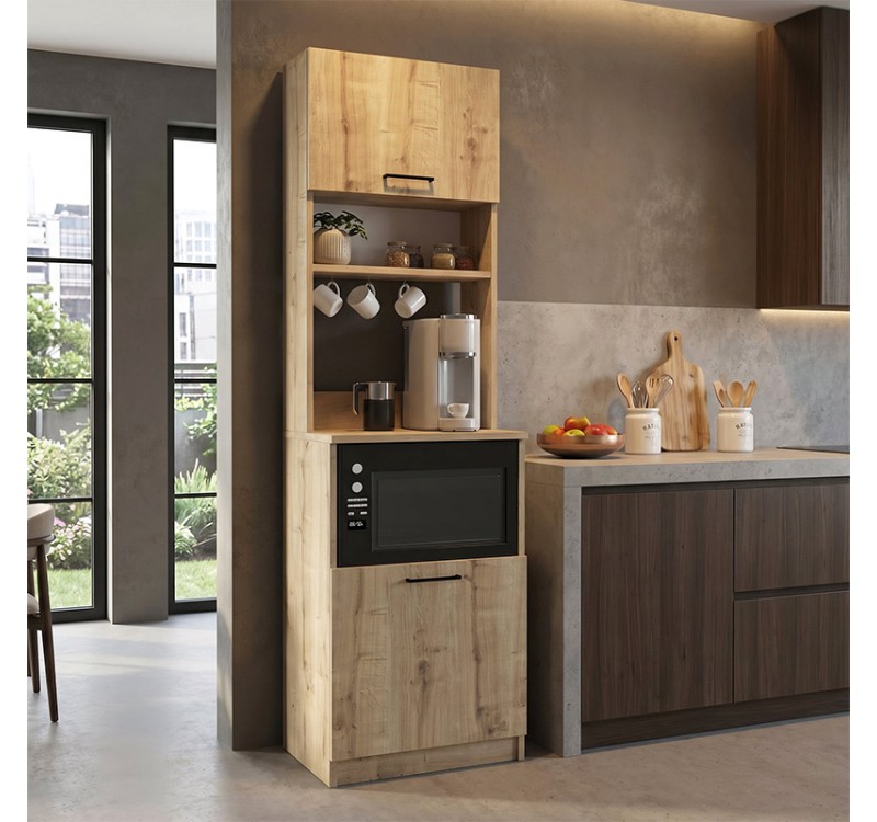 Έπιπλο κουζίνας Tuco 1 Megapap χρώμα sapphire oak 53,8x40x180εκ.