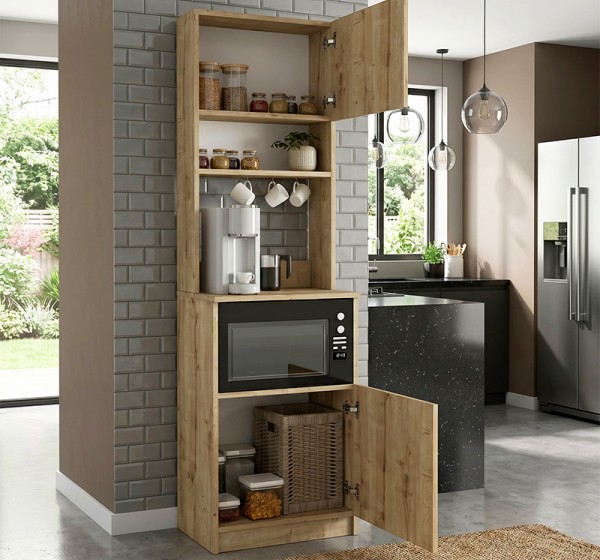 Έπιπλο κουζίνας Tuco 1 Megapap χρώμα sapphire oak 53,8x40x180εκ.