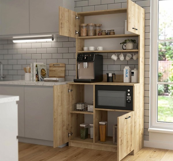 Έπιπλο κουζίνας Tuco 2 Megapap χρώμα sapphire oak 90x40x180εκ.