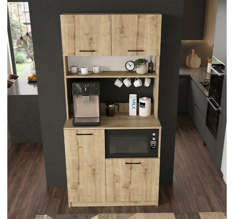 Έπιπλο κουζίνας Tuco 2 Megapap χρώμα sapphire oak 90x40x180εκ.