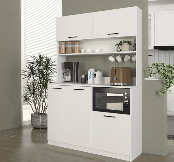 Έπιπλο κουζίνας Tuco 3 Megapap χρώμα λευκό 123,8x40x180εκ.