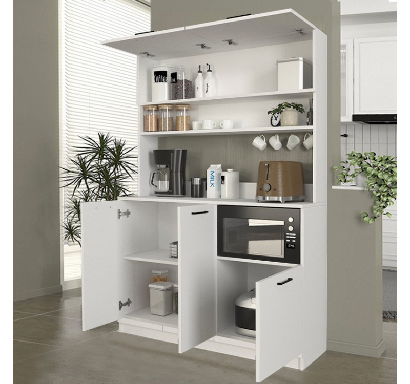 Έπιπλο κουζίνας Tuco 3 Megapap χρώμα λευκό 123,8x40x180εκ.