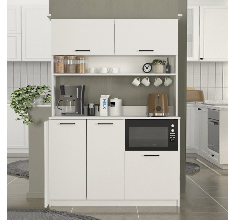 Έπιπλο κουζίνας Tuco 3 Megapap χρώμα λευκό 123,8x40x180εκ.