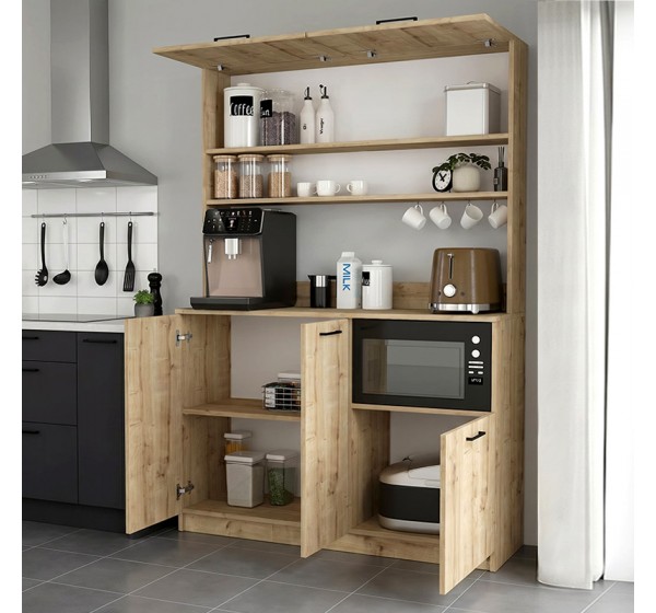Έπιπλο κουζίνας Tuco 3 Megapap χρώμα sapphire oak 123,8x40x180εκ.