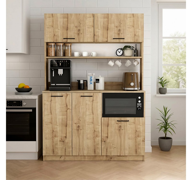 Έπιπλο κουζίνας Tuco 3 Megapap χρώμα sapphire oak 123,8x40x180εκ.