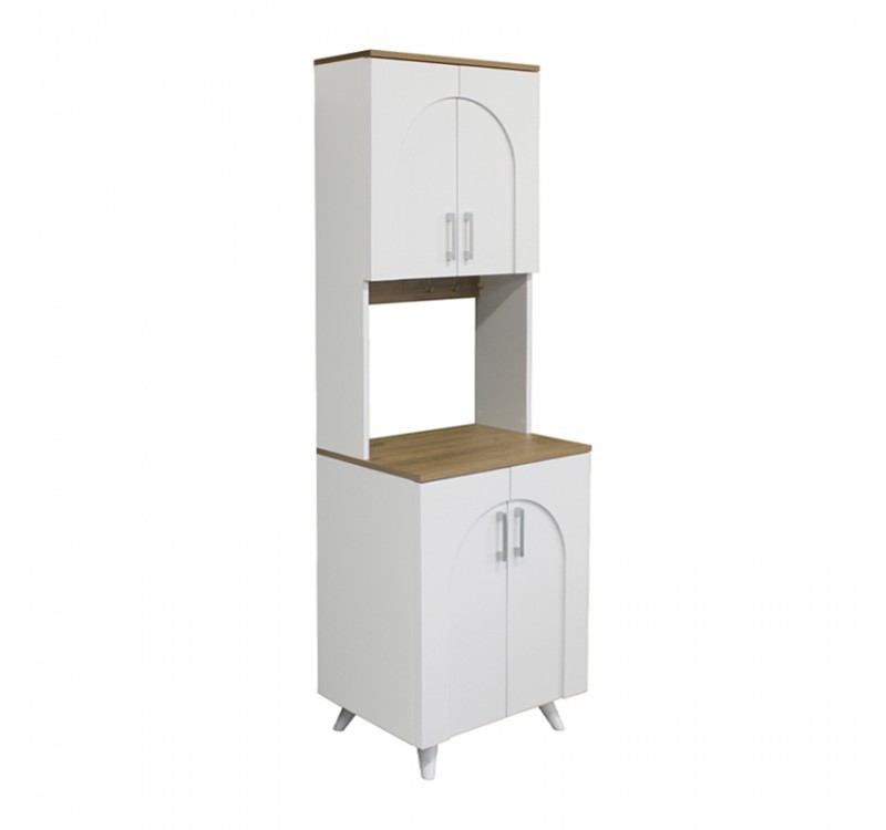 Έπιπλο κουζίνας Kalira 2 Megapap χρώμα λευκό - rota oak 60x40x196εκ.