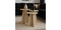 Τραπεζάκι βοηθητικό σετ 3 τμχ Podel Megapap χρώμα travertine Ø29,6x52,1εκ.