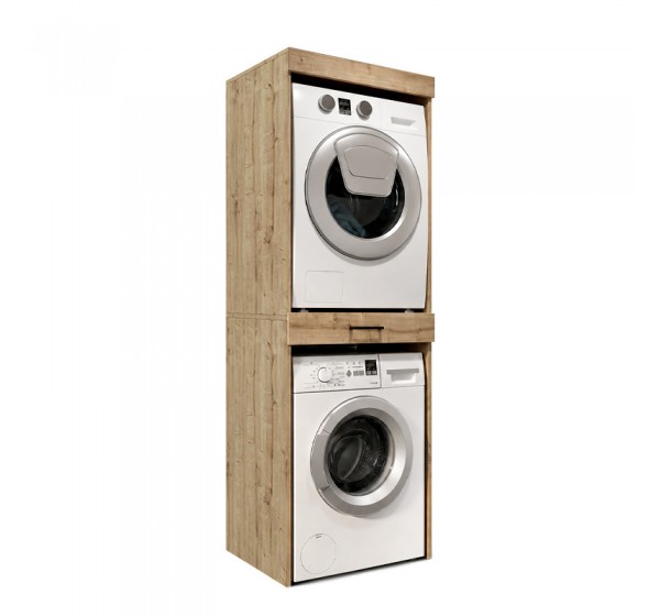 Έπιπλο πλυντηρίου - στεγνωτηρίου Fika Megapap χρώμα sapphire oak 67x61,8x198,5εκ.
