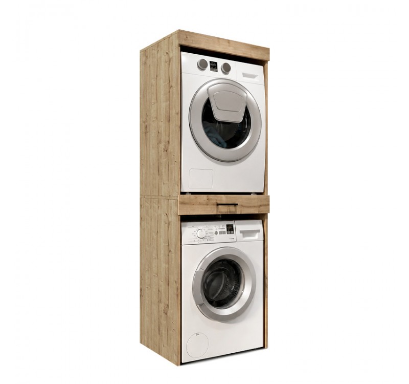 Έπιπλο πλυντηρίου - στεγνωτηρίου Fika Megapap χρώμα sapphire oak 67x61,8x198,5εκ.