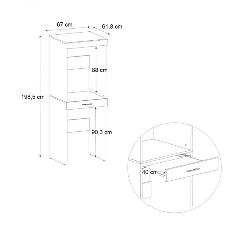 Έπιπλο πλυντηρίου - στεγνωτηρίου Fika Megapap χρώμα sapphire oak 67x61,8x198,5εκ.