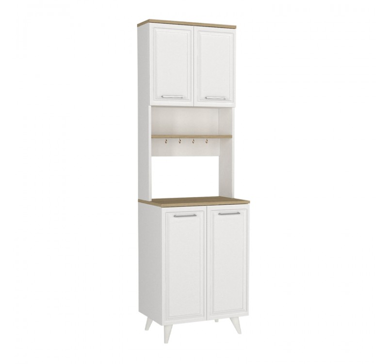 Έπιπλο κουζίνας Potter 2 Megapap χρώμα λευκό - rota oak 60x40x196,1εκ.