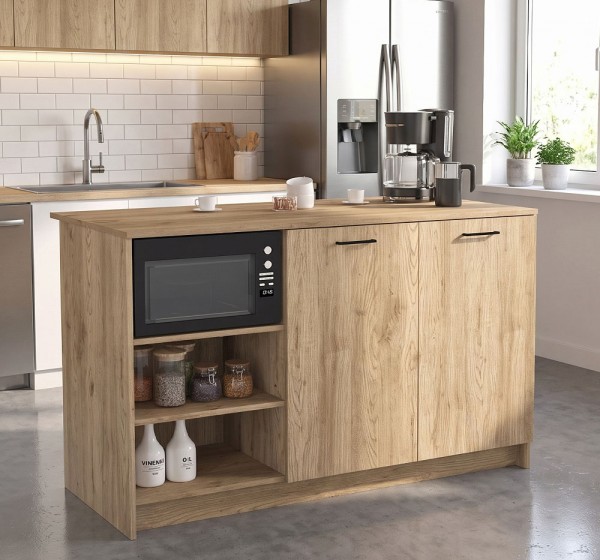 Τραπέζι - Πάγκος κουζίνας Peres Megapap χρώμα sepet oak 150x70x91,8εκ.