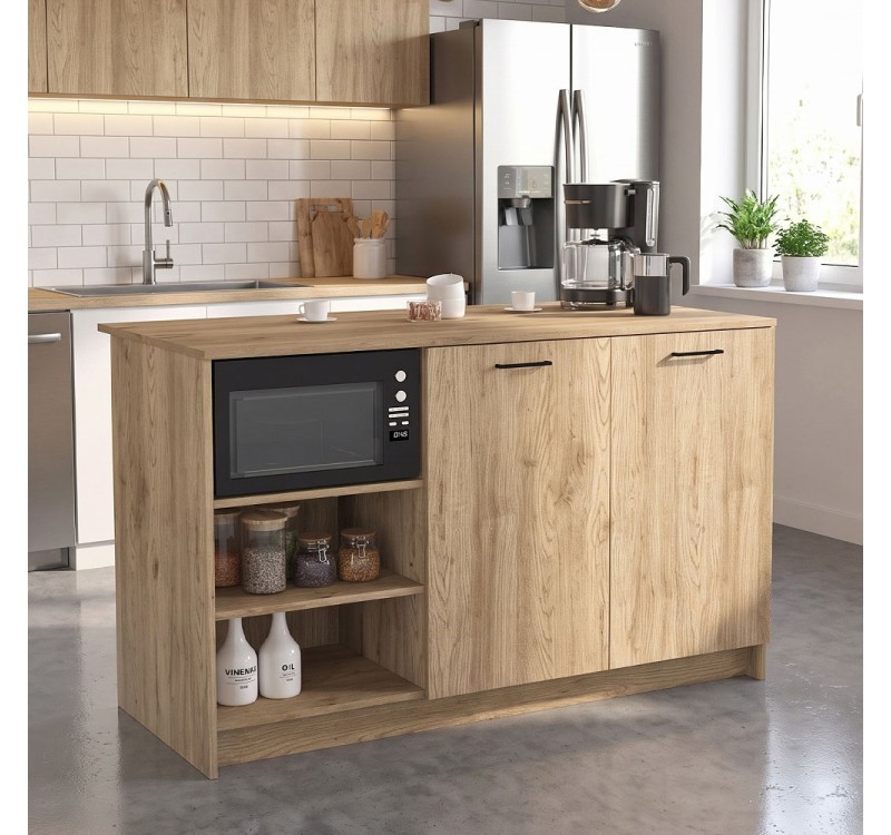 Τραπέζι - Πάγκος κουζίνας Peres Megapap χρώμα sepet oak 150x70x91,8εκ.