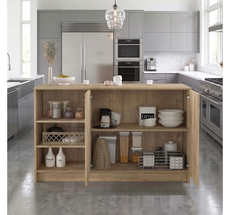 Τραπέζι - Πάγκος κουζίνας Peres Megapap χρώμα sepet oak 150x70x91,8εκ.