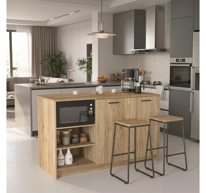 Τραπέζι - Πάγκος κουζίνας Peres Megapap χρώμα sepet oak 150x70x91,8εκ.