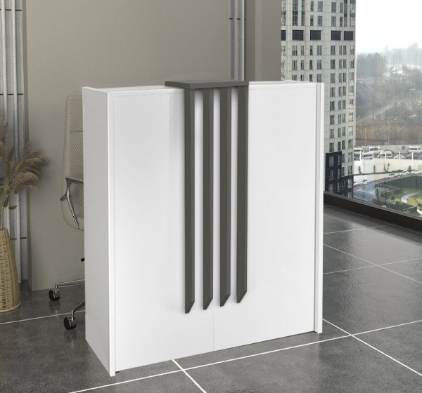 Γραφείο υποδοχής - reception Hola Megapap χρώμα λευκό - ανθρακί 93,6x45,2x110,3εκ.