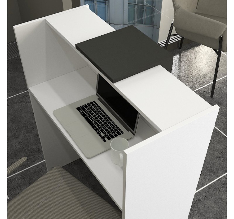 Γραφείο υποδοχής - reception Hola Megapap χρώμα λευκό - ανθρακί 93,6x45,2x110,3εκ.