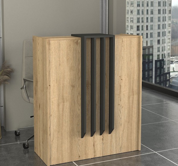 Γραφείο υποδοχής - reception Hola Megapap χρώμα sepet oak - ανθρακί 93,6x45,2x110,3εκ.