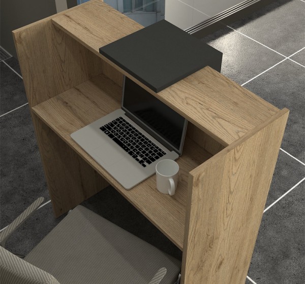 Γραφείο υποδοχής - reception Hola Megapap χρώμα sepet oak - ανθρακί 93,6x45,2x110,3εκ.