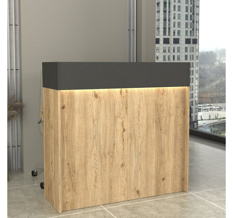 Γραφείο υποδοχής - reception Wilko Megapap με LED χρώμα sepet oak - ανθρακί 113,6x42x110εκ.