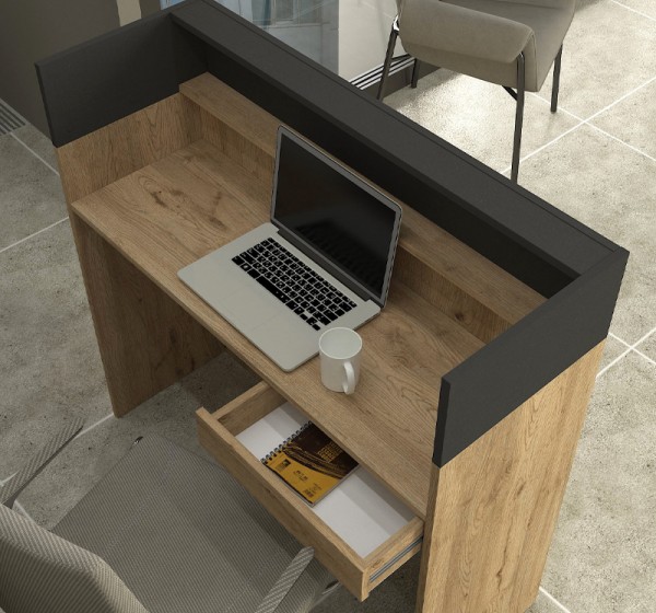 Γραφείο υποδοχής - reception Wilko Megapap με LED χρώμα sepet oak - ανθρακί 113,6x42x110εκ.