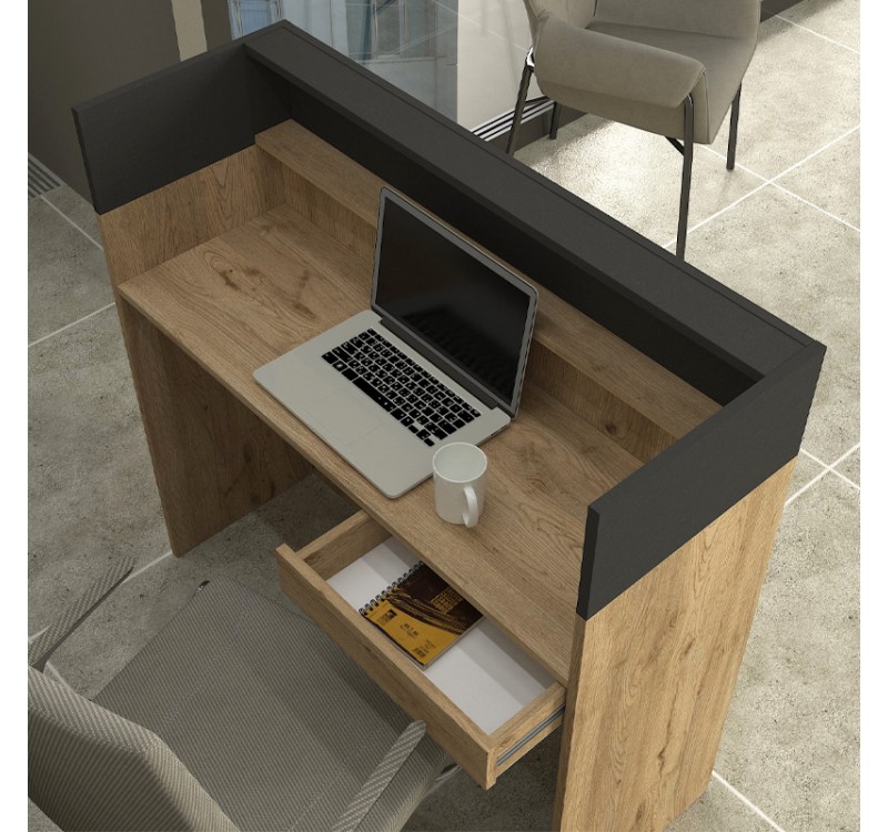 Γραφείο υποδοχής - reception Wilko Megapap με LED χρώμα sepet oak - ανθρακί 113,6x42x110εκ.